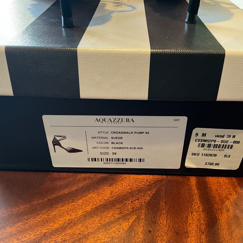 Aquazurra Black Suede Strappy Heel, Size 39 - Picture 4 of 9